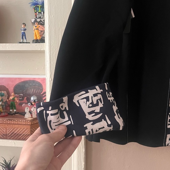 🏷️🆕🎉 totw • black & white soft suede abstract statement jacket - Picture 9 of 16